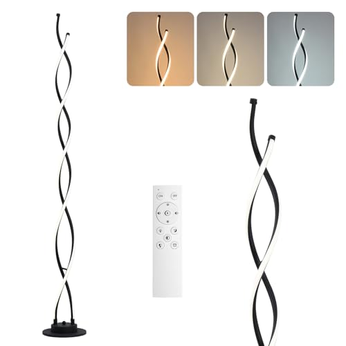 Modern Floor Lamps for Living Room Black 3‑Color Remote Dimmable
