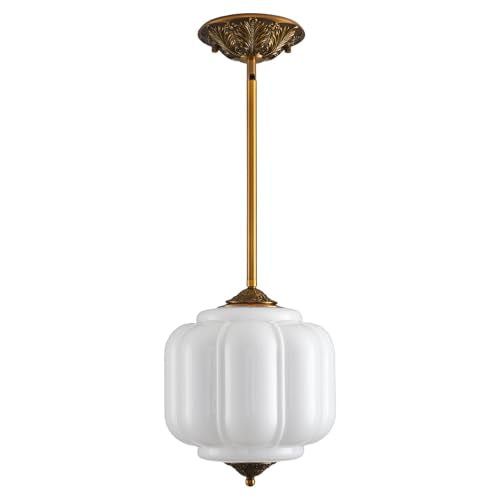 10 Inch Vintage Milk Glass Ceiling Light Fixture