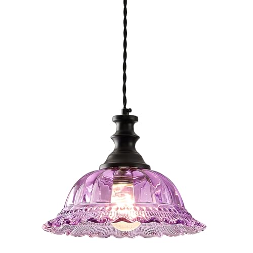 Glass Pendant Lights Modern Pendant Lighting Fixtures Hanging Lamp for Kitchen Island Bedroom Dining Room Coffee Shop Hallway Black and Purple
