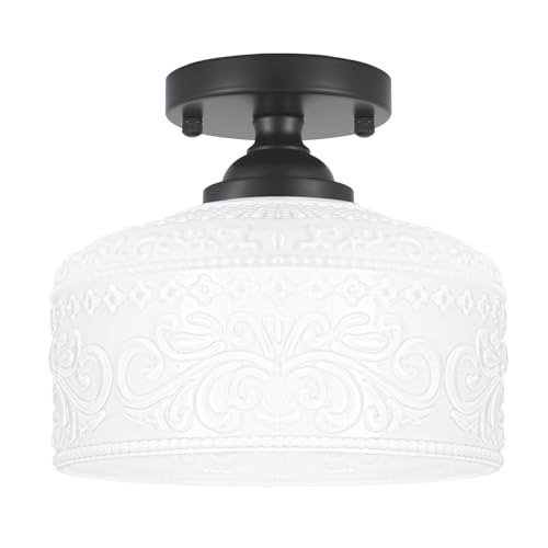 Artistic Black Handcrafted Semi Flush Mount Ceiling Light