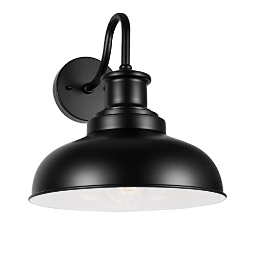 Outdoor Barn Light Outdoor Wall Sconce Farmhouse Exterior Wall Mount Light Vintage Outside Lighting Fixture Industrial Black White Lantern for Porch