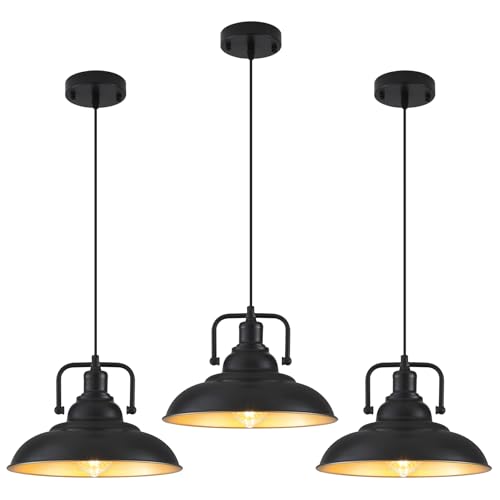 Black and Gold Pendant Light 12.5 inches 3 Packs