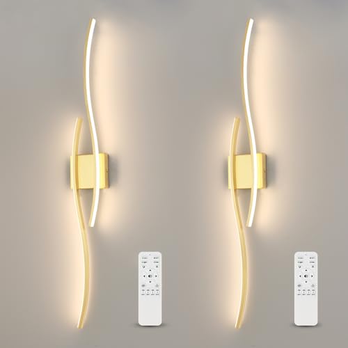 Modern LED Wall Sconce Set of Two with Remote Control (2 Count)