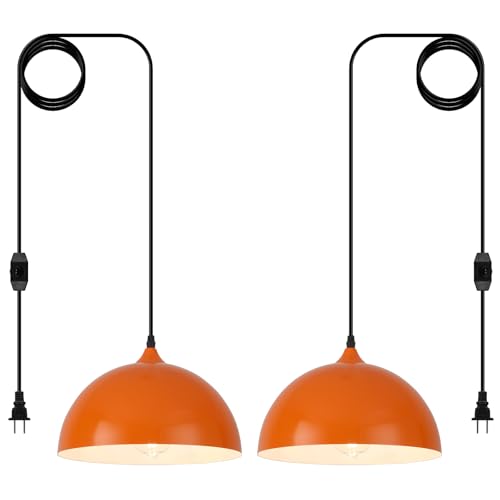 Orange Plug in Pendant Light 2 Packs 11.8inch (2 Count)