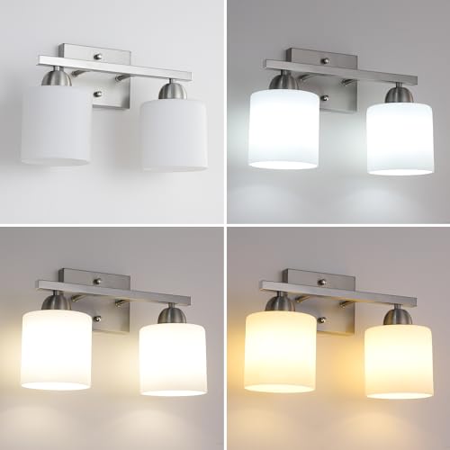 Stainless Steel Milk Glass Vanity Lights for Bathroom