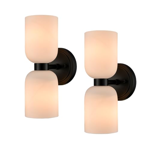 Black Wall Sconces Set of 2 Glass Vine Shades