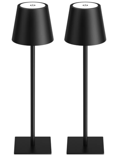 Cordless Rechargeable Table Lamp Black 5000mAh Battery Operated Lamps (2 Count)