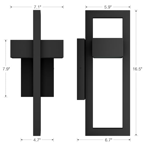 2 Packs Modern Outdoor Wall Lights 3000K Integrated LED Outdoor Wall Sconces Lighting (2 Count)