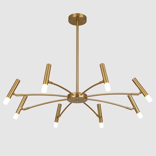 Brass Gold Chandelier Light Fixture Small Metal Candle Chandelier Farmhouse Sputnik Ceiling Light Fixture Modern Foyer Pendant Lighting
