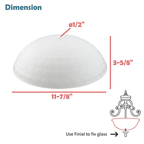 25015-76-1 Replacement Frosted with Diamond Pattern Glass shade for Flush Mount or Semi-Flush Mount, 1/2" Center Hole, 11-7/8" Diameter x 3-5/8" Height