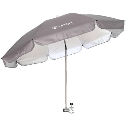 Chair Umbrella with Universal Clamp Adjustable 47 inches and 360° Swivel & UPF 50+ Protection Portable Sun Umbrella