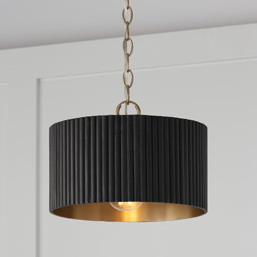 Capital Lighting 250711KR Donovan Modern Mango Wood Drum Convertible Semi Flush