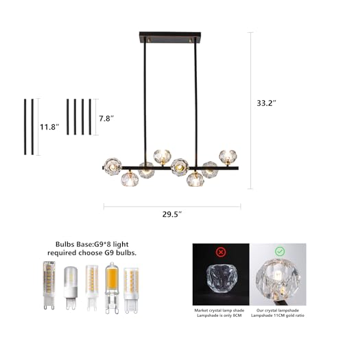 Modern Crystal Chandelier Dining Room Light fixtures Black Chandeliers with Crystal Ball Shade 8