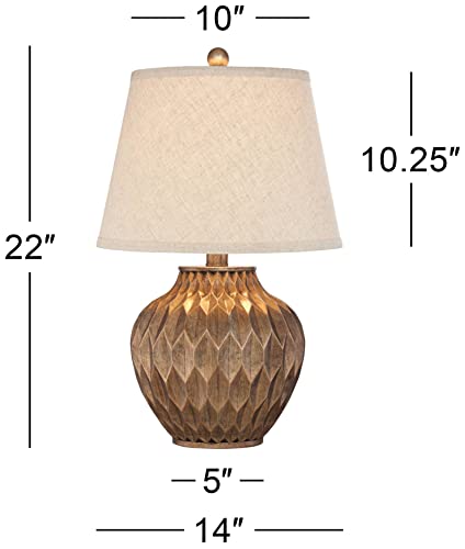 Buckhead Warm Bronze Brown 22" High Table Lamps Set of 2 Geometric (2 Count)
