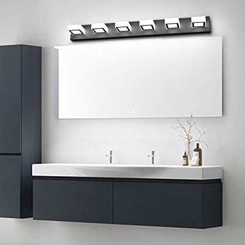 Modern Black Vanity Lights Fixtures 6 Lights Acrylic Modern LED Matte Black Vanity Lights for Bathroom