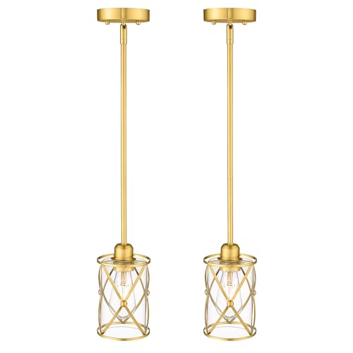 Brushed Gold Pendant Lights Kitchen Island (2 Count)