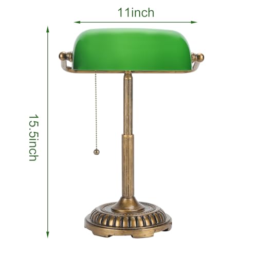 Bankers Lamp Green Desk Lamp with Pull Switch