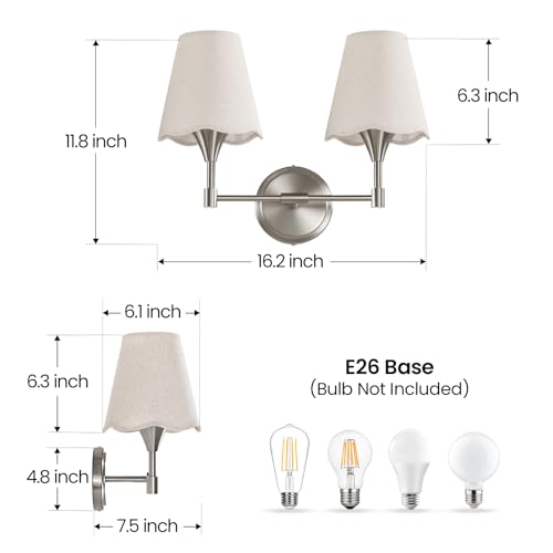 Brushed Nickel Bathroom Light Fixtures (Brushed Nickel / 2 LIGHT)