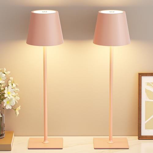 Pink Cordless Rechargeable Table Lamp 5000mAh Battery Operated Lamps