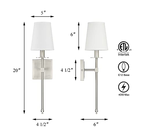 Bedroom Wall Lamps Set of 2 Brushed Nickel Bathroom Sconces (2 Count)
