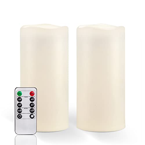 8" x 4" Large Waterproof Outdoor Flameless Candles with Remote Control and Timer (2 Count)