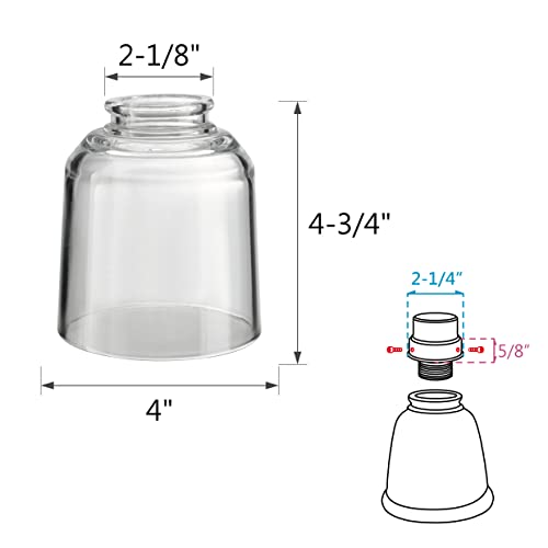 23175-60-4, Contemporary Clear Ceiling Fan Replacement Glass Shade, 2-1/8" Fitter, Size: 4" D x 4-3/4" H, 4Pcs/Pack (4 Count)