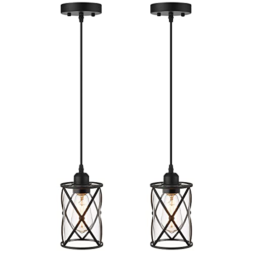 Glass Pendant Lights Kitchen Island 2 Pack (2 Count)