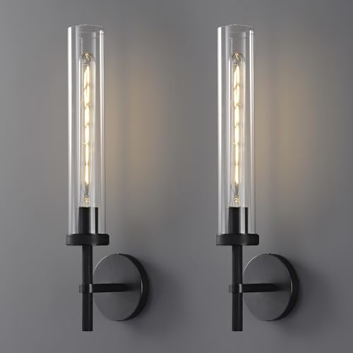 Bathroom Wall Sconces Set of 2 Hardwired Black Sconces