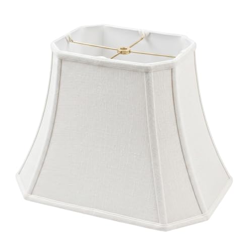 BSO-710-12LNWH Rectangle Cut Corner Basic Lamp Shade, (5x6.5) x (8x12) x 10, Linen White