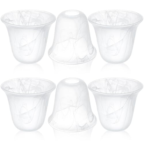 6 Pcs White Alabaster Bell Shaped Glass Lamp Shade Replacement (6 Count)