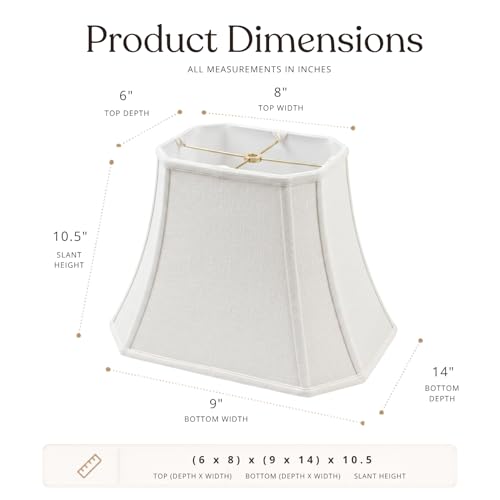 BSO-710-14LNWH-2 Rectangle Cut Corner Basic Lamp Shade, (6x8) x (9x14) x 10.5, Linen White, 2-Pack (2 Count)