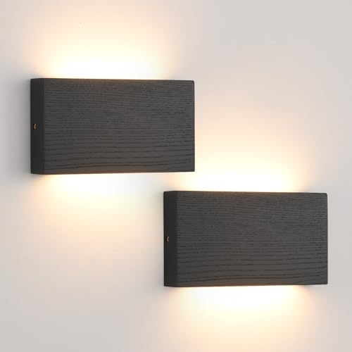 Wood Wall Sconce Indoor Wall Lights Hardwired 1 Pack Up and Down Wall Mount Light for Living Room Bedroom Hallway