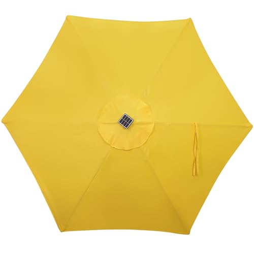 7.5 ft Solar Umbrella 18 LED Lighted Patio Umbrella Table Market Umbrella with Tilt and Crank Outdoor Umbrella for Garden