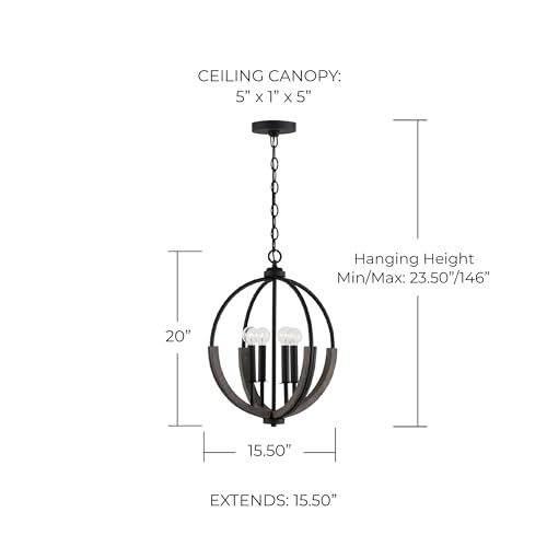 Capital Lighting 347642CK Clive Farmhouse Handcrafted Mango Wood Pendant Ceiling Light Fixture
