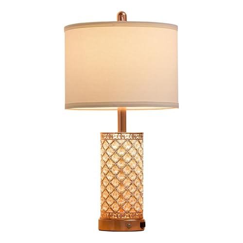 24in Crystal Table Lamp Set of 2 Bedroom Lamps for Night Stand (2 Count)