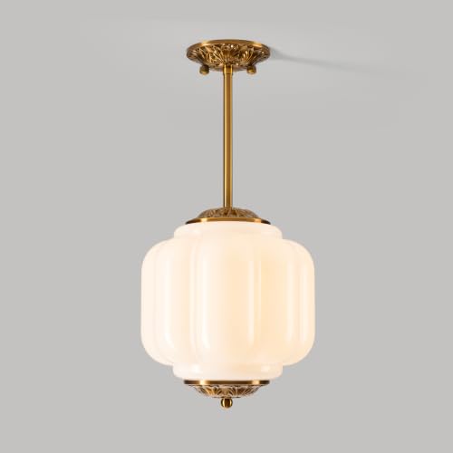 Semi Flush Mount Ceiling Light (Milk White 9")