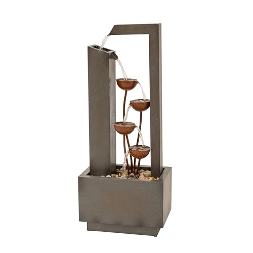38" Tall Gray and Bronze Metal Sculptural Flower Multi (158.4 Ounce)