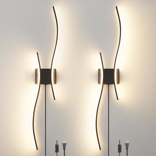 Modern Black Plug in Wall Sconces Set of 2 (2 Count)