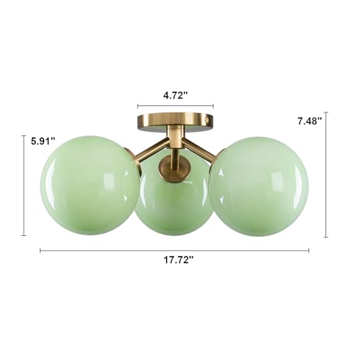 Green Globe Mid Century Modern Semi Flush Mount Ceiling Light Fixture