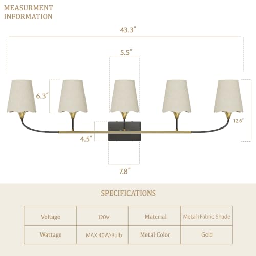 Bathroom Light Fixtures Over Mirror (Black Gold / 5 Light)