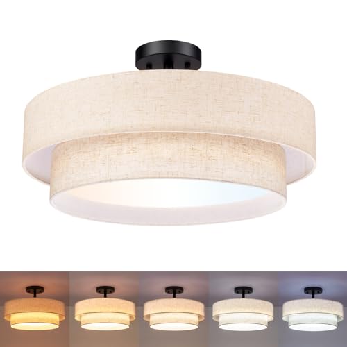 20 Inch Semi Flush Mount Round Ceiling Light Fixture