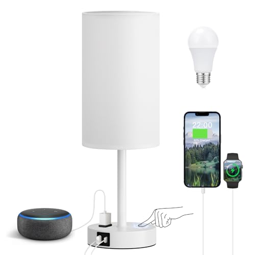 17.4" White Lamp for Bedroom