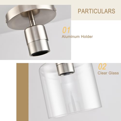 Brushed Nickel Semi Flush Mount Ceiling Light (2 Count)