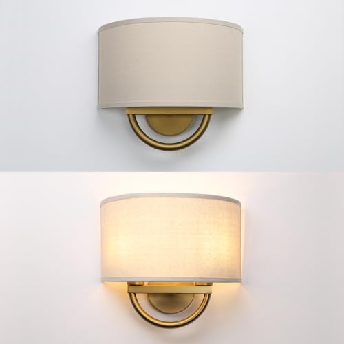 Industrial 2 Lights Wall Sconce Fixtures with Linen Fabric Shade