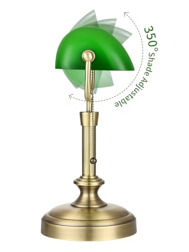 Traditional Banker's Desk Lamp with Glass Shade
