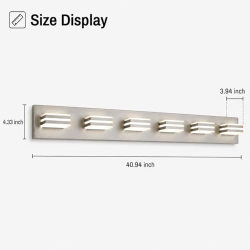 6 Light Brushed Nickel Vanity Light for Double Sink Bathroom