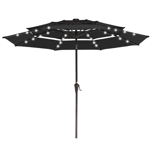 9 ft 3 Tier Outdoor LED Lighted Patio Umbrella w