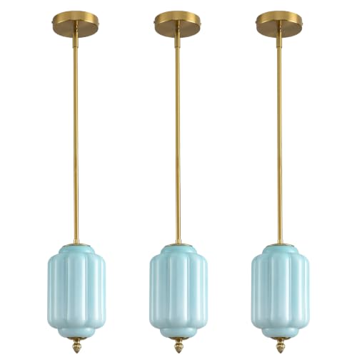 Vintage Blue Glass Pendant Lights 3