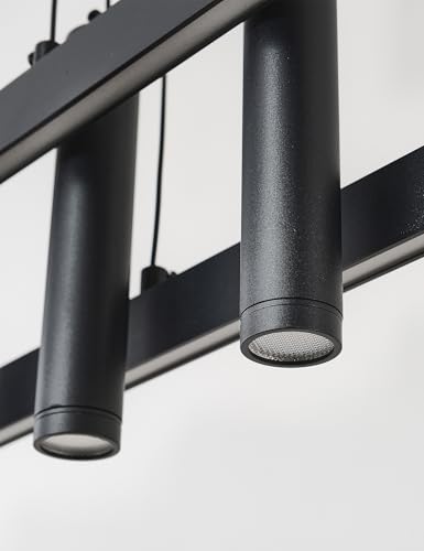 Modern Black Linear Pendant Lights Kitchen Island Lighting Minimalist Led Chandeliers Pool Table Light Dimmable Ceiling Hanging Light Fixture Dining Room with Remote Control