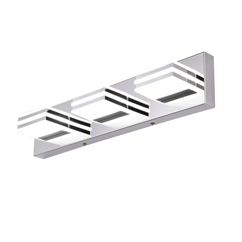 LED Vanity Lights 20in Bathroom Lights Fixtures over Mirror 3 Light LED Lighting Fixture for Bathroom 18W Mirror Lighting Fixture Modern Bath Light Bar Chrome Bath Lamps 6000K Vanity Wall Scone